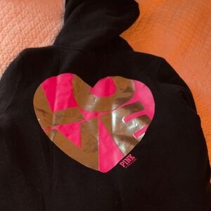 PINK Victoria's Secret Black Jacket with Pink and Gold Heart